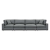 Commix Down Filled Overstuffed Vegan Leather 4-Seater Sofa - Gray