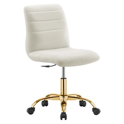 Ripple Armless Performance Velvet Office Chair - Gold Ivory 