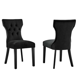 Silhouette Performance Velvet Dining Chairs - Set of 2 - Black 