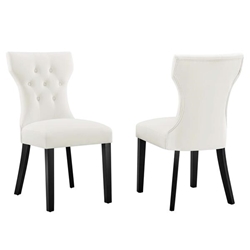 Silhouette Performance Velvet Dining Chairs - Set of 2 - White 