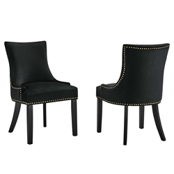 Marquis Performance Velvet Dining Chairs - Set of 2 - Black 