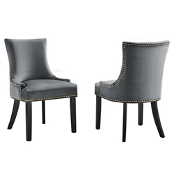 Marquis Performance Velvet Dining Chairs - Set of 2 - Gray 