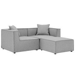 Saybrook Outdoor Patio Upholstered Loveseat and Ottoman Set - Gray 