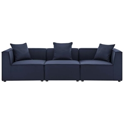 Saybrook Outdoor Patio Upholstered 3-Piece Sectional Sofa - Navy 