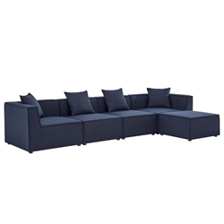 Saybrook Outdoor Patio Upholstered 5-Piece Sectional Sofa - Navy - Style B 