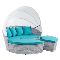 Scottsdale Canopy Sunbrella® Outdoor Patio Daybed - Light Gray Aruba 