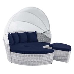 Scottsdale Canopy Sunbrella® Outdoor Patio Daybed - Light Gray Navy 