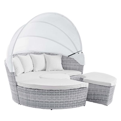 Scottsdale Canopy Outdoor Patio Daybed - Light Gray White 