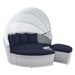 Scottsdale Canopy Outdoor Patio Daybed - Light Gray Navy 