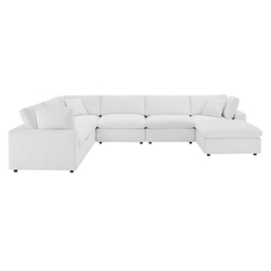 Commix Down Filled Overstuffed Performance Velvet 7-Piece Sectional Sofa - White 