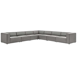 Mingle Vegan Leather 7-Piece Sectional Sofa - Gray - Style A 