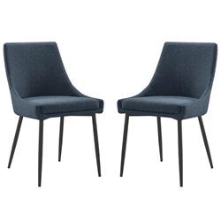 Viscount Upholstered Fabric Dining Chairs - Set of 2 - Black Azure 