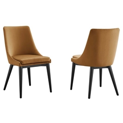 Viscount Accent Performance Velvet Dining Chairs - Set of 2 - Cognac 