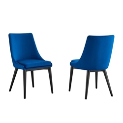 Viscount Accent Performance Velvet Dining Chairs - Set of 2 - Navy 