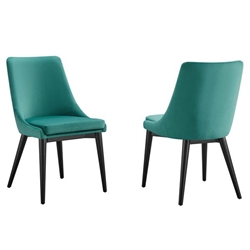 Viscount Accent Performance Velvet Dining Chairs - Set of 2 - Teal 