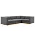 Sanguine Channel Tufted Performance Velvet 4-Piece Right-Facing Modular Sectional Sofa - Gray