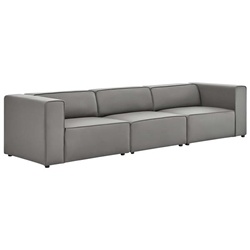 Mingle Vegan Leather 3-Piece Sectional Sofa - Gray 