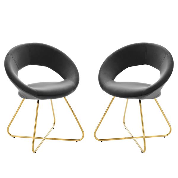 Nouvelle Performance Velvet Dining Chair Set of 2 - Gold Charcoal 