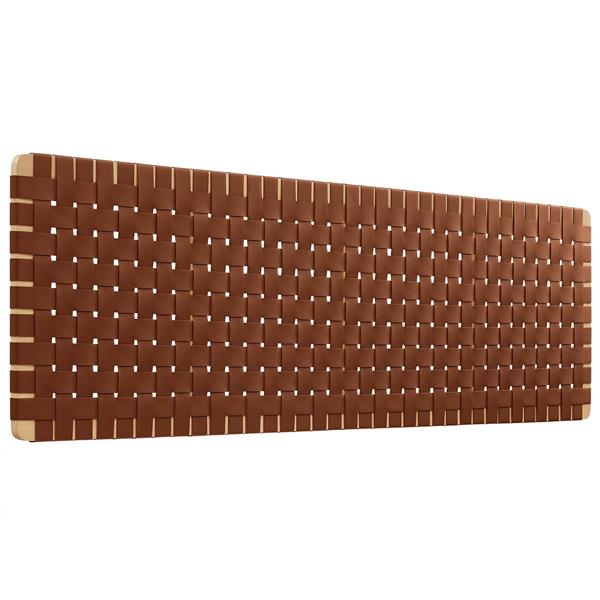 Sparta Weave Wall-Mount King Vegan Leather Headboard - Natural Brown 