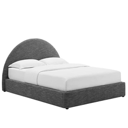 Resort Upholstered Fabric Arched Round Full Platform Bed - Heathered Weave Slate 
