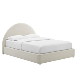 Resort Upholstered Fabric Arched Round Full Platform Bed - Heathered Weave Ivory 