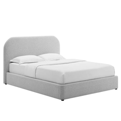 Keynote Upholstered Fabric Curved King Platform Bed - Heathered Weave Light Gray 