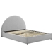 Resort Upholstered Fabric Arched Round Queen Platform Bed - Heathered Weave Light Gray - MOD9284