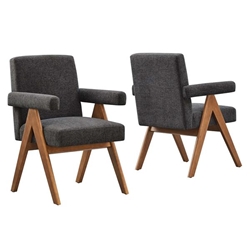 Lyra Fabric Dining Room Chair - Set of 2 - Dark Gray Fabric 