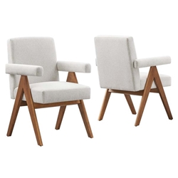 Lyra Fabric Dining Room Chair - Set of 2 - Ivory Fabric 