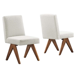 Lyra Boucle Fabric Dining Room Side Chair - Set of 2 - Ivory 