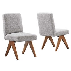 Lyra Boucle Fabric Dining Room Side Chair - Set of 2 - Light Gray 