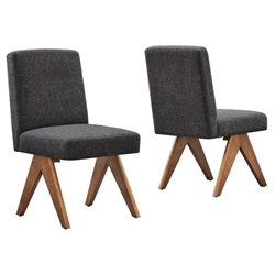 Lyra Fabric Dining Room Side Chair - Set of 2 - Dark Gray Fabric 