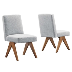 Lyra Fabric Dining Room Side Chair - Set of 2 - Light Gray Fabric 