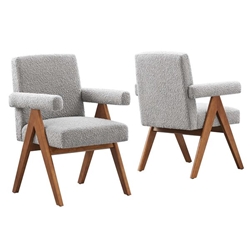 Lyra Boucle Fabric Dining Room Chair - Set of 2 - Light Gray 