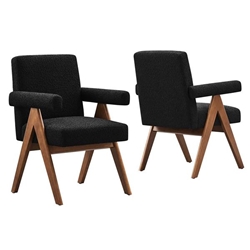 Lyra Boucle Fabric Dining Room Chair - Set of 2 - Black 