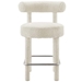 Toulouse Boucle Fabric Counter Stool - Set of 2 - Ivory Silver - MOD9720