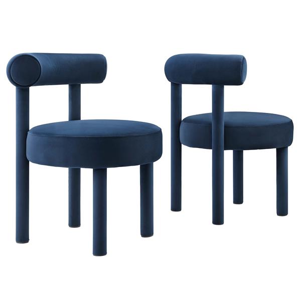 Toulouse Performance Velvet Dining Chair - Set of 2 - Midnight Blue 