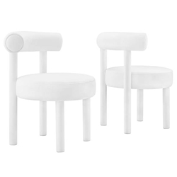 Toulouse Performance Velvet Dining Chair - Set of 2 - White 
