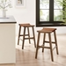 Saoirse Faux Leather Wood Counter Stool - Set of 2 - Walnut Brown - MOD9796