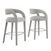 Pinnacle Boucle Upholstered Bar Stool Set of Two - Taupe Silver
