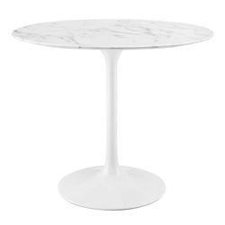 Lippa 36" Round Artificial Marble Dining Table - White 