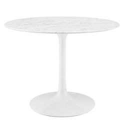 Lippa 40" Round Artificial Marble Dining Table - White 
