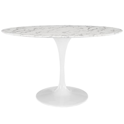 Lippa 54" Oval Artificial Marble Dining Table - White 