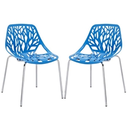 Stencil Dining Side Chair Plastic Set of 2 - Blue 