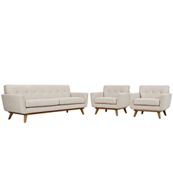 Engage Armchairs and Sofa Set of 3 - Beige 