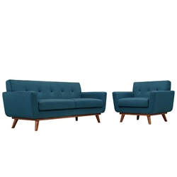Engage Armchair and Loveseat Set of 2 - Azure 