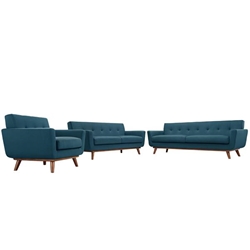 Engage Sofa Loveseat and Armchair Set of 3 - Azure 