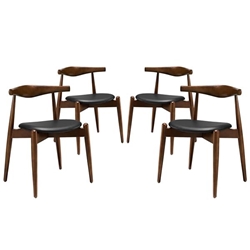 Stalwart Dining Side Chairs Set of 4 - Dark Walnut Black 