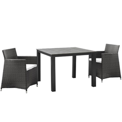Junction 3 Piece Outdoor Patio Wicker Dining Set - Brown White 