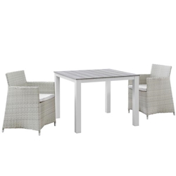 Junction 3 Piece Outdoor Patio Wicker Dining Set - Gray White 